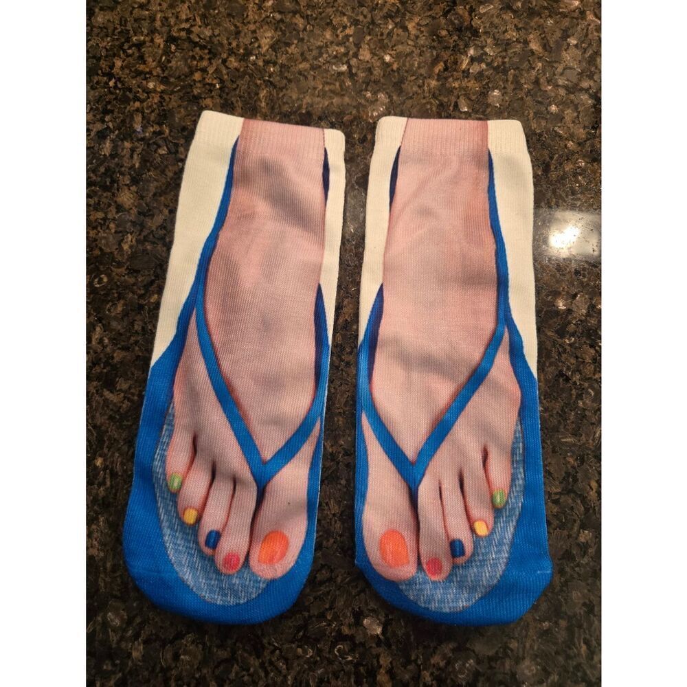 Ankle Socks With Feet And Sandal Graphic Gag Gift